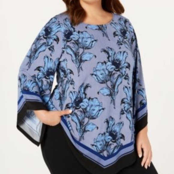 Alfani blouse “Royal blooms” Blue Tulips NWT - Picture 1 of 1